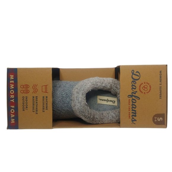 Dearfoams Womens Small 5-6 Sweater Knit Clog Memory Foam Slipper Gray NIB NEW - Picture 3 of 10